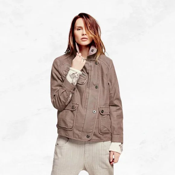 Free People Utility Jacket - Charcoal Gray - Picture 1 of 8